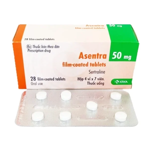 Asentra 50mg Krka 4 vỉ x 7 viên - Trị trầm cảm, rối loạn lo âu