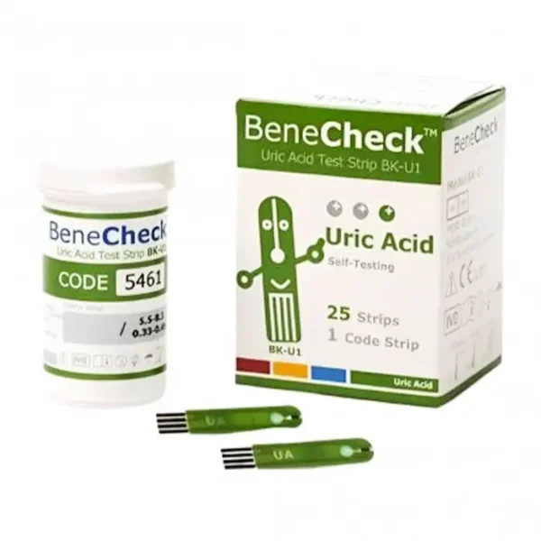 Benecheck Plus 25 Que - Que thử đường huyết Axit Uric