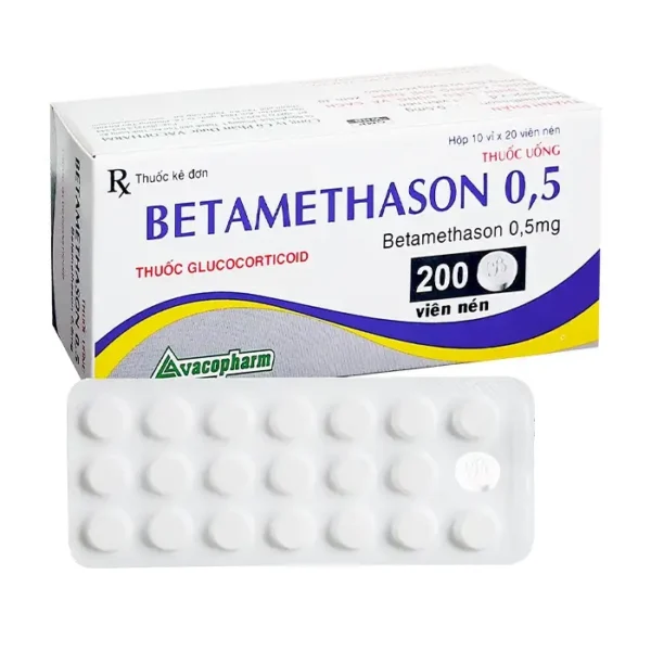 Betamethason 0.5mg Vacopharm 10 vỉ x 20 viên