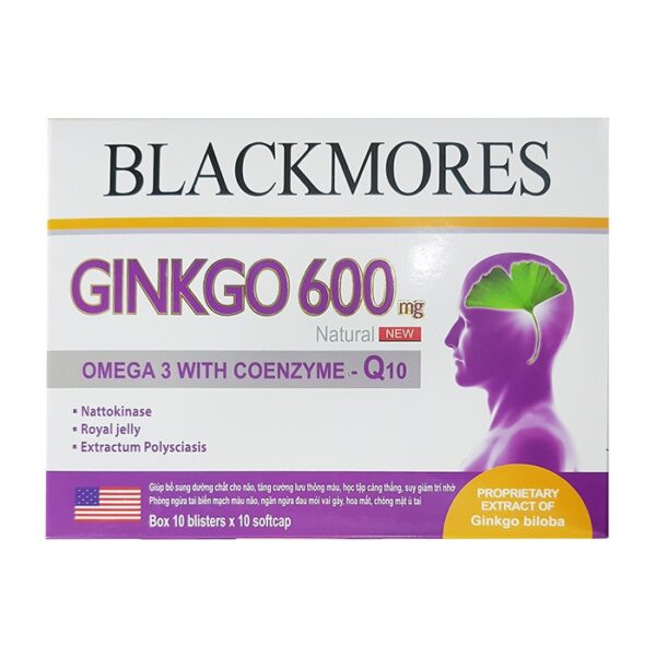 Blackmores Ginkgo 600mg Omega 3 with Coenzyme Q10, Hộp 100 viên