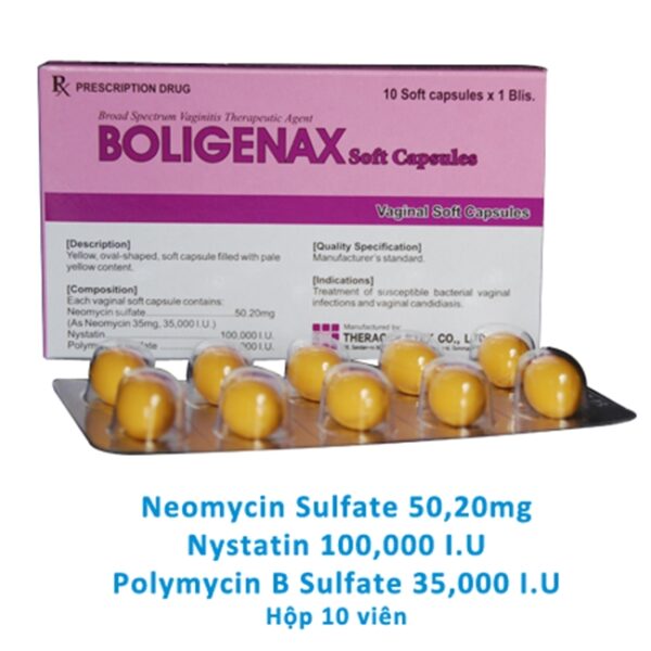 BOLIGENAX S.C Viên đặt phụ khoa - Hộp 10 viên