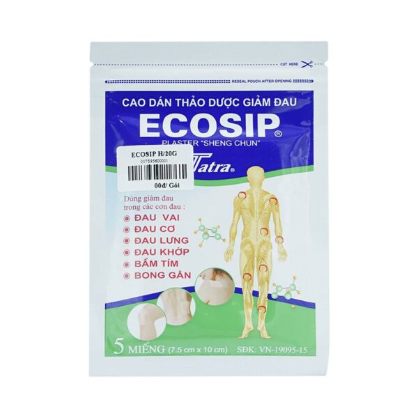 Cao dán Ecosip, Hộp 20 gói x 5 miếng