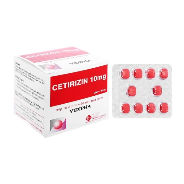 Cetirizin 10mg Vidipha 10 vỉ x 10 viên - Trị mày đay mạn tính vô căn