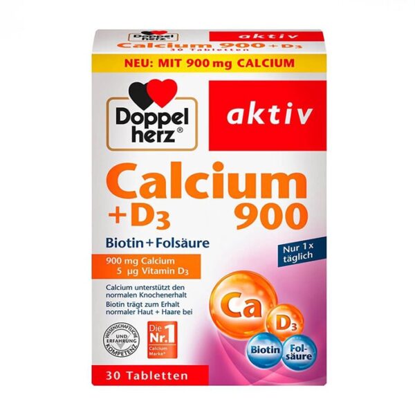 Doppelherz Calcium + D3 900mg 3 vỉ x 10 viên - Viên uống chắc xương, làm đẹp