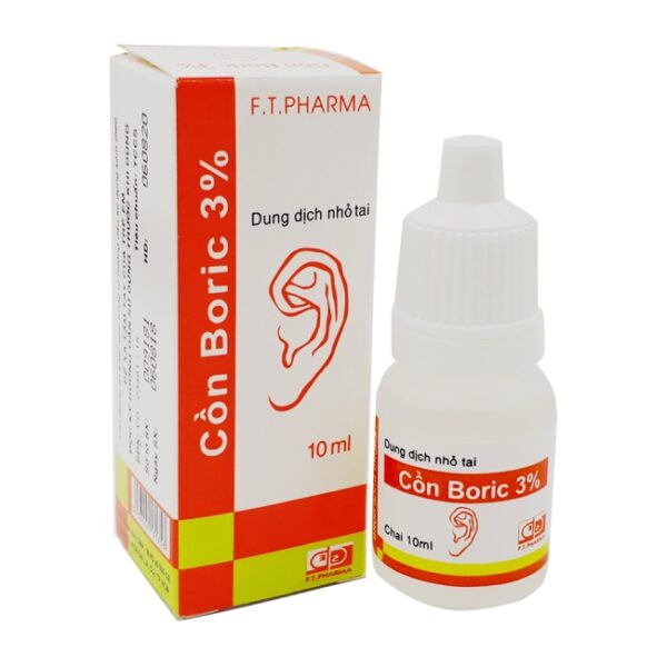 Dung dịch nhỏ tai Cồn Boric 3% F.T Pharma, Chai 10 ml – NHÀ THUỐC MAI TUYỀN