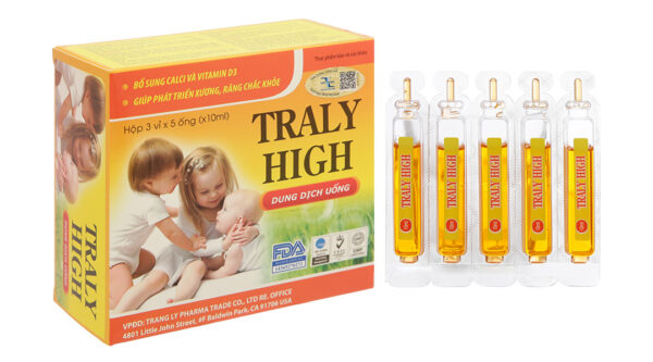 Siro Traly High bổ sung calci, vitamin D3 giúp xương, răng chắc khỏe