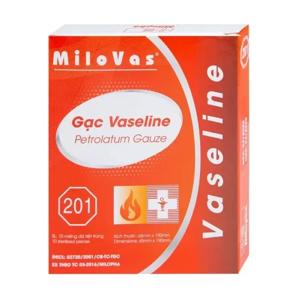 Gạc tiệt trùng Vaseline Petrolatum Gauze Milovas Milopha 10 miếng