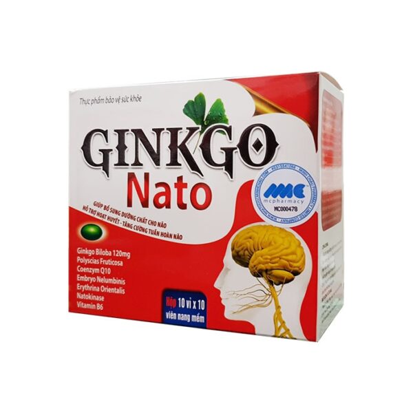 Tpbvsk bổ não GinkgoNato, Hộp 100 viên ( Đỏ )