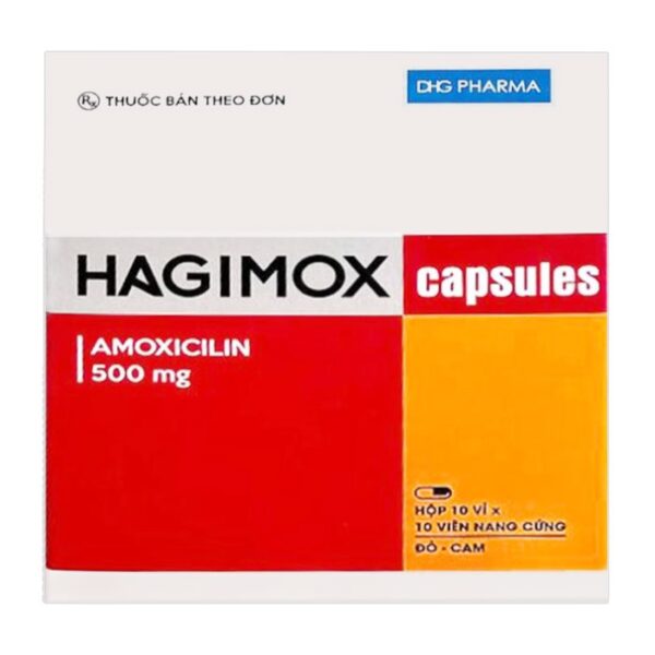 Hagimox 500mg DHG (Đỏ - cam) 10 vỉ x 10 viên