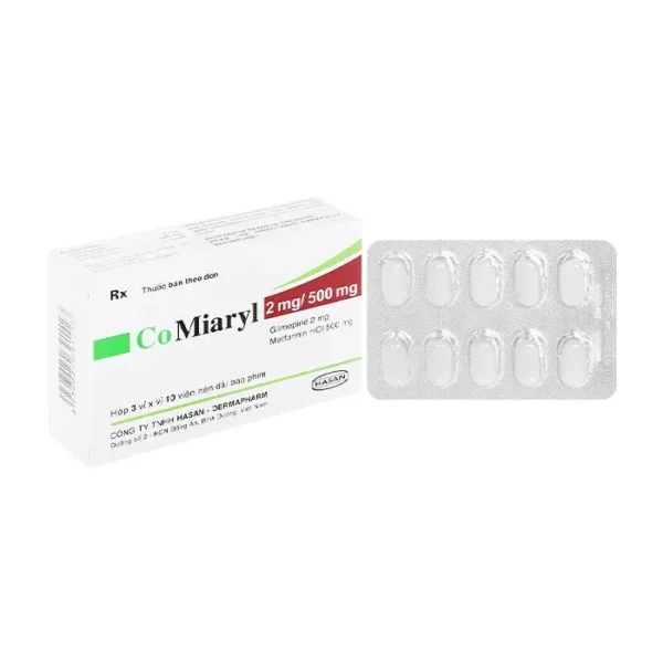 Hasan Comiaryl 2mg/500mg, Hộp 30 viên