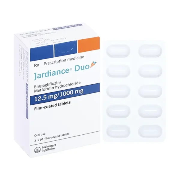 Jardiance Duo 12,5mg/1000mg, 3 vỉ x 10 viên