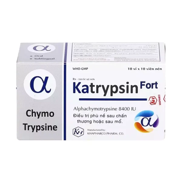 Katrypsin Fort 8400IU Khapharco 10 vỉ x 10 viên (PVC)