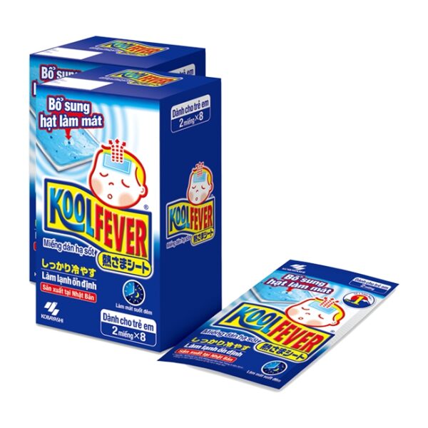 Miếng dán hạ sốt KOOLFEVER, Hộp 8 túi x 2 miếng  Trapharco