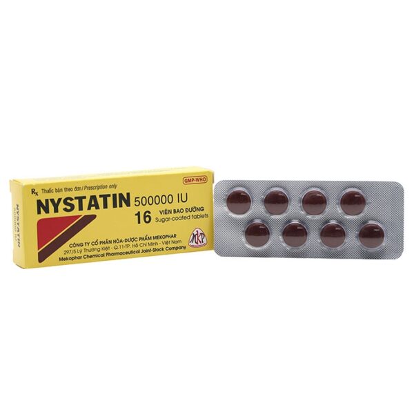 Nystatin 500000IU Mekophar, Hộp 16 viên