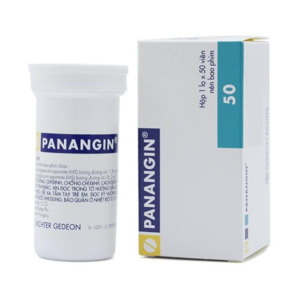 Thuốc Panangin, Magnesium 175mg, Potassium 425mg, Chai 50 viên