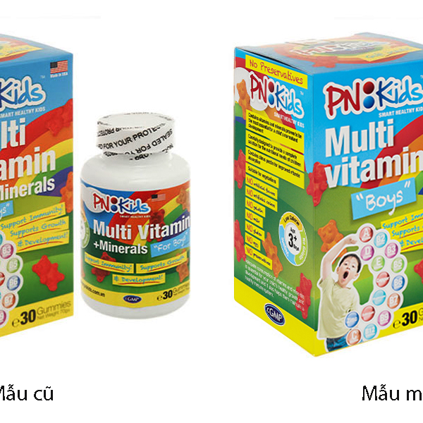 Kẹo dẻo PN Kids Multi Vitamin + Minerals bổ sung vitamin cho bé trai