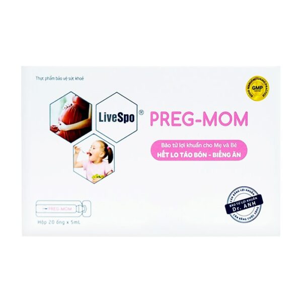 Preg-Mom Livespo 20 ống x 5ml - Nước uống bổ sung lợi khuẩn cho mẹ bầu