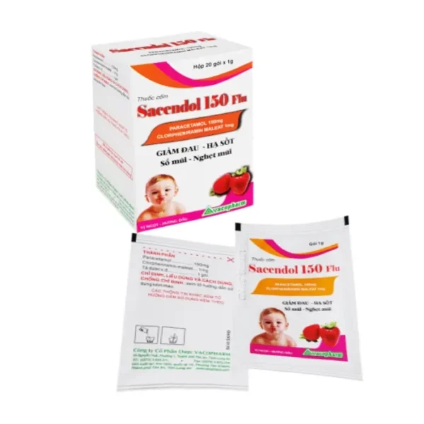 Sacendol 150mg Flu Vacopharm 20 gói x 1g - Thuốc cảm cúm