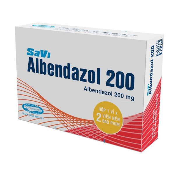 SaviPharm Savi Albendazol 200mg, Hộp 2 viên