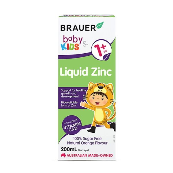 Siro bổ sung kẽm cho trẻ trên 1 tuổi Brauer Baby & Kids Liquid Zinc 200ml