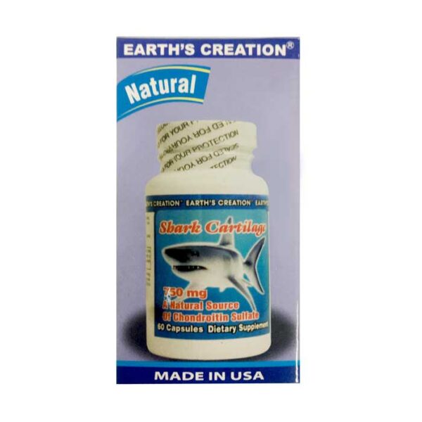 Sụn vi cá mập Earth's Creation Shark Cartilage 750mg, Chai 60 viên