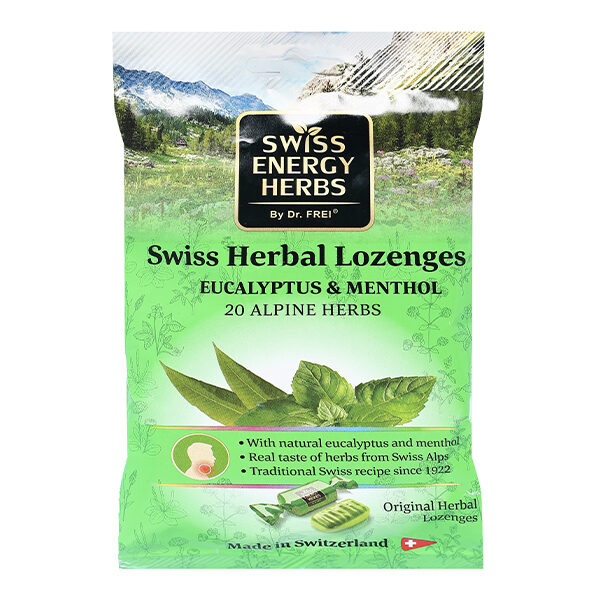 Kẹo Swiss Herbal Lozenges Eucalyptus & Menthol dịu ho, giảm rát họng