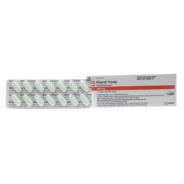 Klacid Forte 500mg Abbott, Hộp 1 vỉ x 14 viên