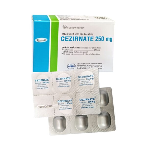 Thuốc kháng sinh Uphace cezirnat 250mg, Hộp 10 viên