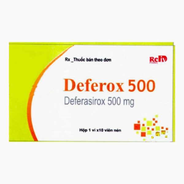 Thuốc thải sắt deferox 500 500mg, Hộp 1 vỉ 10 viên nén