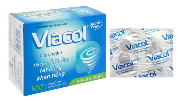 Viên ngậm Viacol không đường hỗ trợ giảm ho, đau rát họng