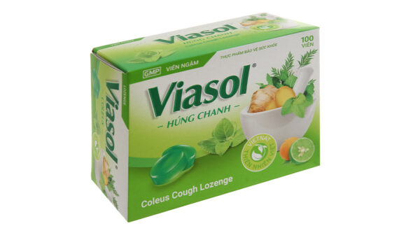 Viên ngậm Viasol Húng Chanh hỗ trợ giảm ho, đau rát họng