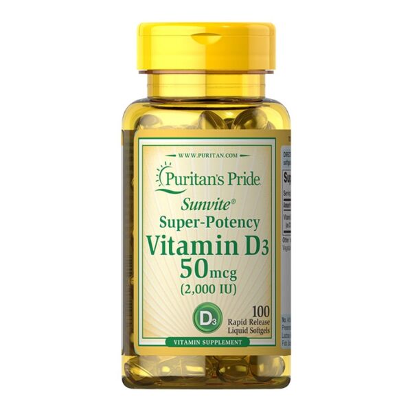 Viên uống bổ sung Puritan's Pride Vitamin D3 50mcg, Chai 100 viên